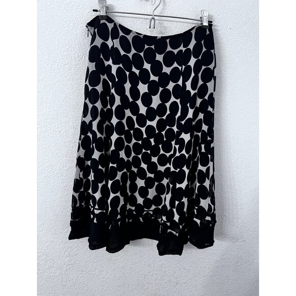 White House Black Market Womens Polka Dot Skirt Black & White Silk Blend women s - Picture 2 of 5